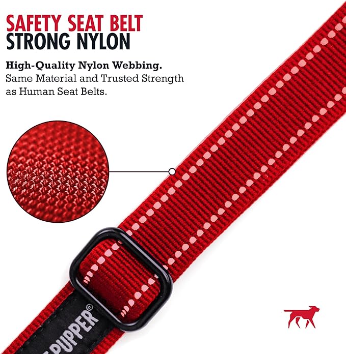 Tuff Pupper Dog Seat Belt | Adjustable Length Dog Seatbelt Restraint | Tangle-Free Locking Carabiner | Shock-Absorbing Bungee | Reflective Stitching for Visibility | Universal Fit for Cars &amp; Trucks