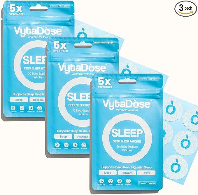 Natural DEEP Sleep Patches for Adults | 5X Extra Strength Sleep Patch: 8-Hour Time-Release Formula | Sleepy Stickers with Ashwagandha, Magnesium, Passionflower, Valerian Root, Lemon Balm &amp; Chamomile