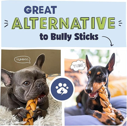 Pawstruck Natural 5-7” Beef Collagen Braids for Dogs – Long-Lasting Rawhide &amp; Bully Stick Alternative, with Chondroitin &amp; Glucosamine – 5 Pack