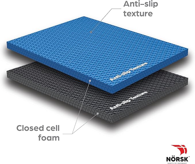 Norsk Reversible Gym Exercise Mats 3/4" Thick EVA Interlocking Foam Tiles, Perfect Gym Flooring for Home Gym,12 Tiles &amp; 24 Trim Pieces, 48 Sq. Ft. Reversible, Dazzling Blue/Black