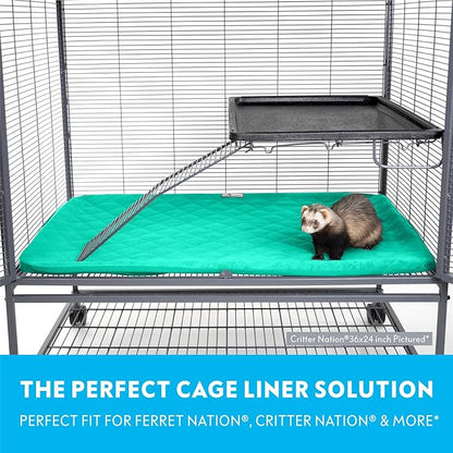 Paw Inspired Fitted Fleece Liner for Ferret Nation, Critter Nation Cage for Ferrets, Rats, Chinchillas, Hedgehogs &amp; Other Small Animals (Green, Bottom Pan Liner)