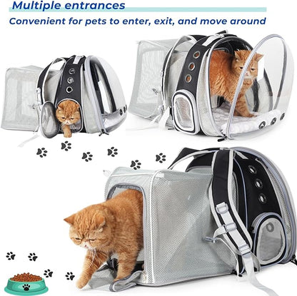 Lollimeow Cat Carrier Backpack, Bubble Dual Expandable Backpack Carrier, Pets and Small Dogs,Airline-Approved, Designed for Travel, Hiking, Walking &amp; Outdoor Use (Dual Expandable-Black)