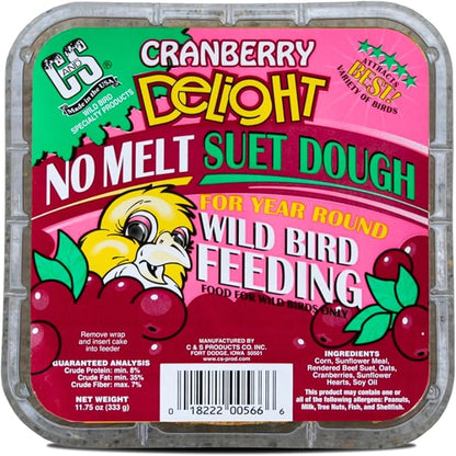 C&amp;S Cranberry Delight No Melt Suet Dough 11.75 Ounces 8 Pack