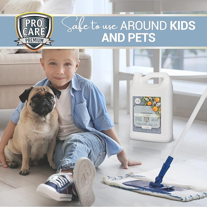 ProCare Citrus Floor Cleaner Concentrate (Made in USA) | Vinyl, Wood, Tile, Stone &amp; Laminate Floor Cleaner For Mopping, Household Supplies, Cleaning Solution For Kitchen &amp; Bathroom - 1 Gallon