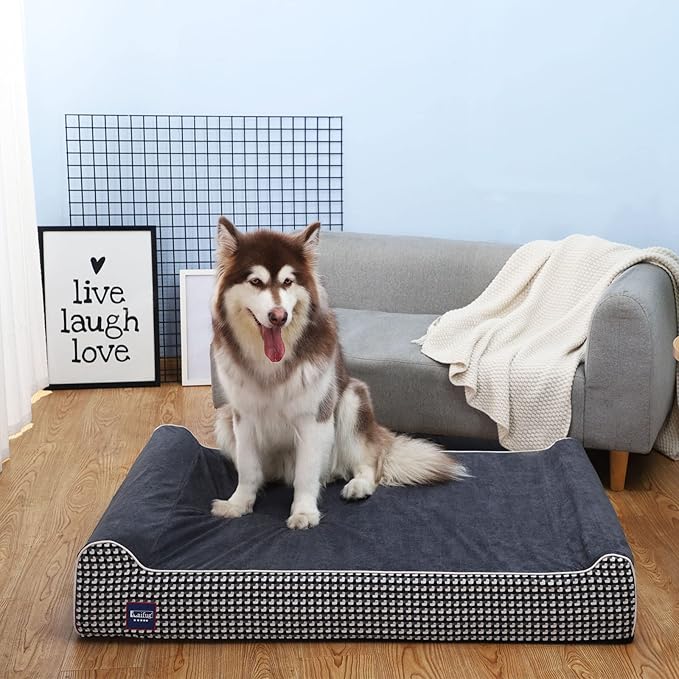Laifug Orthopedic Memory Foam Extra Large Dog Bed with Pillow and Durable Water Proof Liner &amp; Removable Washable Cover &amp; Smart Design