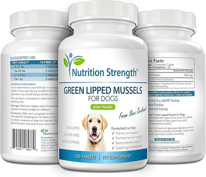 Green Lipped Mussels for Dogs for Joint Support &amp; Inflammatory Relief, Promote Normal Mobility &amp; Flexibility, Boost Prebiotic Activity, Support Gut Microbiome, 120 Chewable Tablets