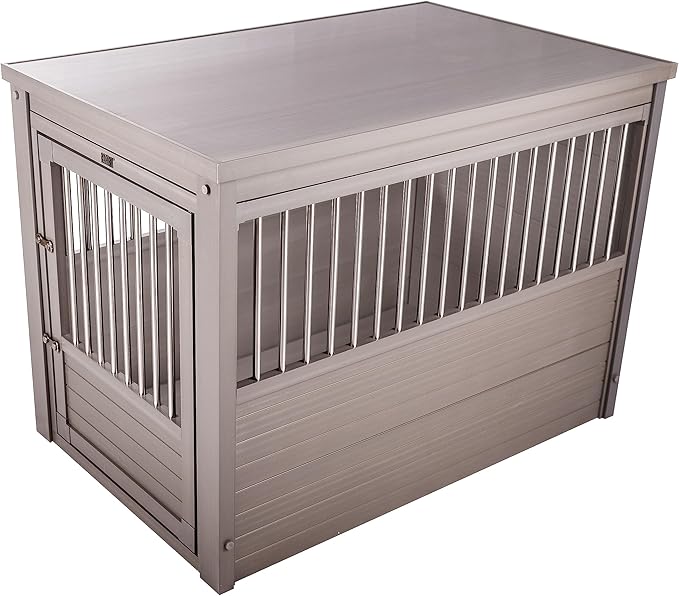 New Age Pet ECOFLEX Dog Crate End Table - Furniture-Style Pet Crate for Crate Trained Dogs - Stainless Steel Tubing &amp; a Latched Closure - 10 Year Manufacturer&