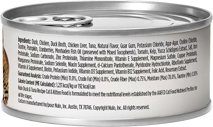 Nulo Duck &amp; Tuna Recipe Pate Wet Canned Cat Food, 5.5 Ounce (Pack of 24)