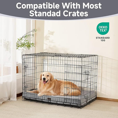 OhGeni Orthopedic Waterproof &amp; Machine Washable Dog Bed for Medium Large Pets, Suitable for Crates, Cat Mat with 25D Egg Crate Foam, Non-Slip Bottom &amp; Removable Cover, 35 Inches(Gray)