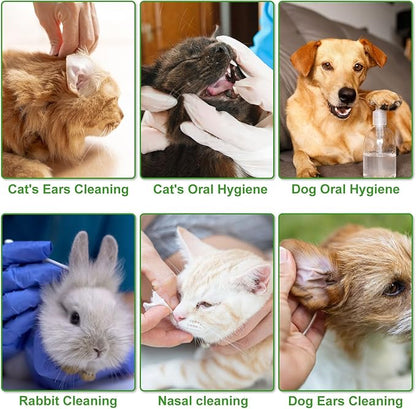 twoworld Pet Ear Swabs,2-in-1 Pet Ear Cleaning Liquid Swabs,Cat &amp; Small Dog Ear Cleaner Swabs,Ear Cleaner Solution for Dogs and Cat for Daily Ear Cleaning Removes Wax, Dirt, &amp; Odor (300)