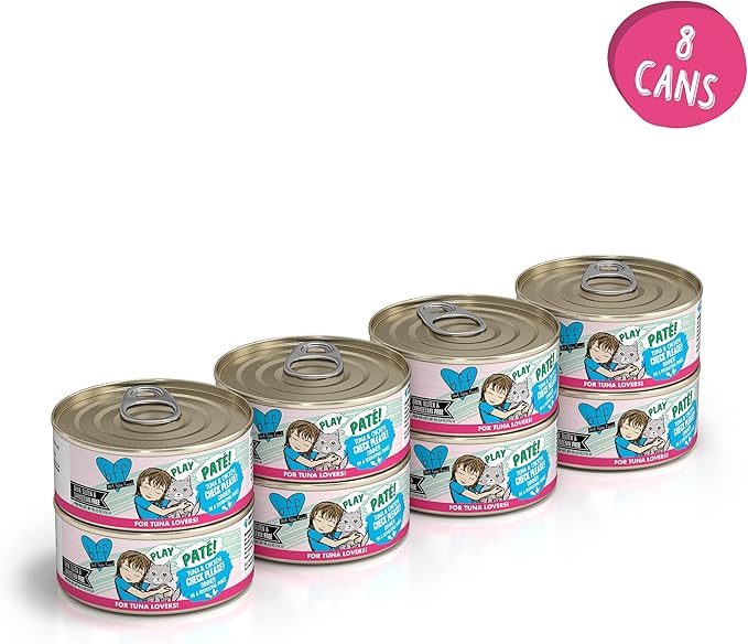 Weruva B.F.F. Play - Best Feline Friend Paté Lovers, Aw Yeah!, Tuna &amp; Chicken Check Please! with Tuna &amp; Chicken, 5.5oz Can (Pack of 8)