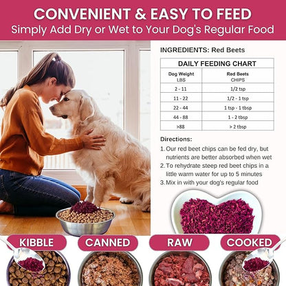 Olewo Original Red Beets for Dogs – Natural Dog Anti Itch, Dog Food Topper, Skin &amp; Coat Support – Dehydrated Vegetables for Dogs, Dog Supplements &amp; Vitamins, Toppers for Dogs, Fiber for Dogs, 5.5 lbs