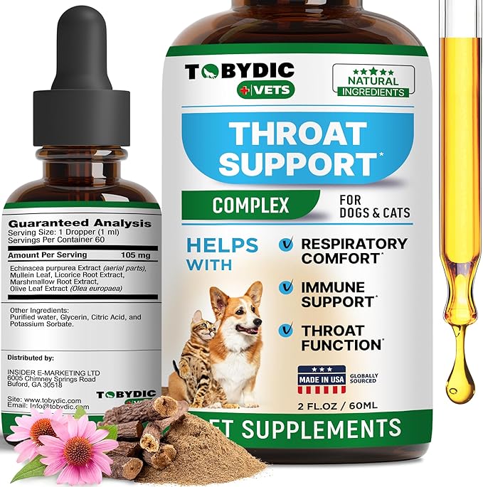 Dry &amp; Wet Kennel Cough Natural Medicine &amp; Relief for Dogs and Cats - Herbal Treatment Support Helps to Soothe Throat &amp; Respiratory Trachea Comfort Supplement for Pets - Made in USA