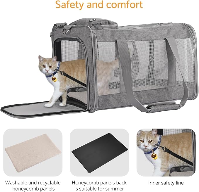 Airline-Approved Pet Carrier Cat Carrier Dog Carrier - Stylish Lightweight, Handheld &amp; Crossbody, Honeycomb Support, Anti-Escape Design for Travel, Walks &amp; Daily Outings