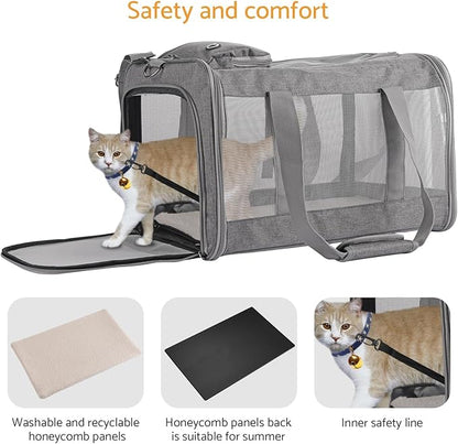 Airline-Approved Pet Carrier Cat Carrier Dog Carrier - Stylish Lightweight, Handheld &amp; Crossbody, Honeycomb Support, Anti-Escape Design for Travel, Walks &amp; Daily Outings