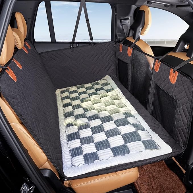 VClife Plaid Dog Car Bed Mat, Non-Slip Backseat Extender Pet Blanket, Washable Dog Bed Mat for SUVs, Sedans &amp; Small Trucks, Portable Travel Pad for Dogs, Wear Resistant, Pet Friendly, Gray, 59"×27.6"