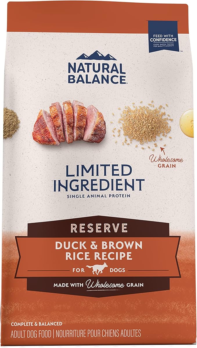 Natural Balance Limited Ingredient Adult Dry Dog Food with Healthy Grains, Reserve Duck &amp; Brown Rice Recipe, 22 Pound (Pack of 1)