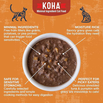 KOHA Poké Bowl Tuna &amp; Pumpkin Entree in Gravy for Cats, 12-Pack of 3oz Pouches