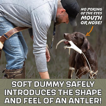 DogBone Shed Hunting Dog Training Kit – Train Your Puppy to Find Deer Antlers - Includes 2 oz Scent for Nosework &amp; Flexible Floating Dummy for Retrieving - Perfect for Whitetail Hunters