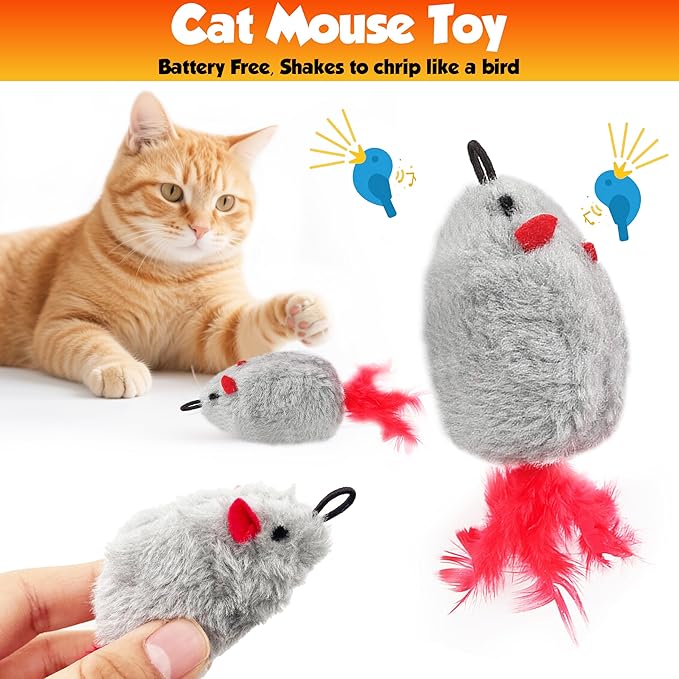 Cat toy pack with 27PCS self play accessories for indoor cats-cat teaser wand, fishing pole, suction cup, ball, string, mouse, feathers and hanging interactive cat toys for kitten Exercise &amp; Chase
