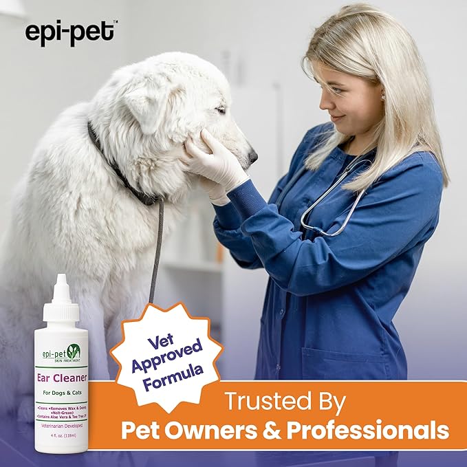 Dog &amp; Cat Ear Cleaner Solution with Aloe Vera &amp; Tea Tree Oil – Removes Itchy Ear Wax, Debris, Odor – Ears Wash, Drops &amp; Flush for Pets, Dog Ears Cleaning, Cat Cleaner (4 oz- Pack of 3)