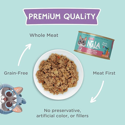 LOVE, NALA - Natural Adult Cat Wet Food - Pate Tuna, Carrot, &amp; Salmon Recipe - Grain Free, Non-GMO, Digestive Fiber Blend, Minerals, Vitamins - 12 Pack 2.4 lbs.