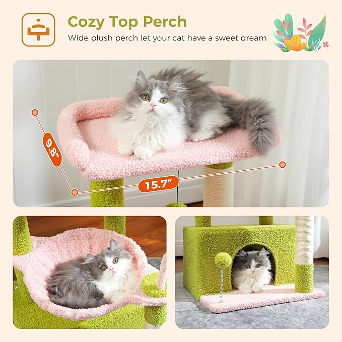 PEQULTI 4-in-1 Multi-Level Cat Tower, 33&