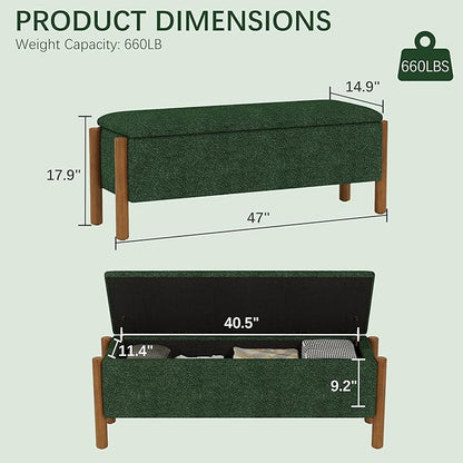 Modern Storage Benches with Walnut Wood Legs, 47&