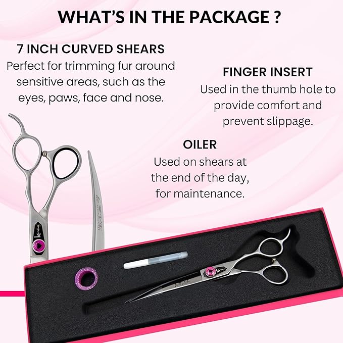 Kenchii Love Dog Grooming Scissors, 7 Inch Straight Shears, Dog Scissors for Grooming, Professional Pet Grooming Scissors, Ergonomic &amp; Comfortable
