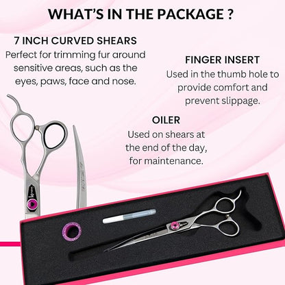 Kenchii Love Dog Grooming Scissors, 7 Inch Straight Shears, Dog Scissors for Grooming, Professional Pet Grooming Scissors, Ergonomic &amp; Comfortable