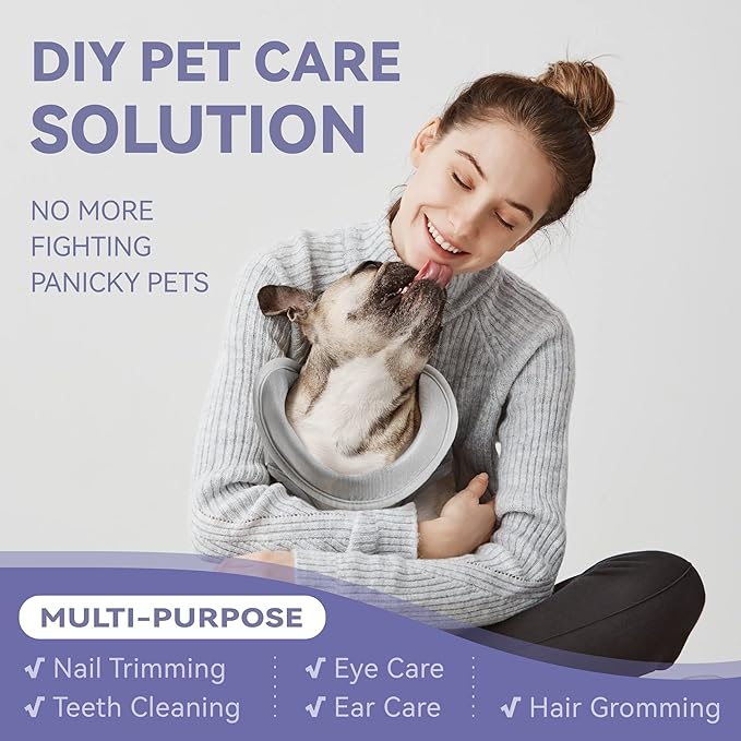 Dog Grooming Hammock Harness for Dogs &amp; Cats with Pet Nail Clipper Trimmer - Cat Hanger Sling for Trimming Clipping Nails- Dog Hammock Restraint Bag for Small Medium Large pet （ Grey XS）