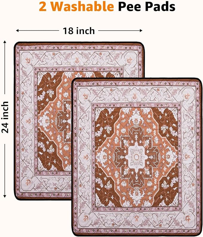 Washable Pee Pads for Dogs: 2 Pack Reusable, Waterproof &amp; Leakproof Puppy Pad, Non-Slip Whelping &amp; Potty Training for Floor, Playpen, Crate, Couch, 18x24