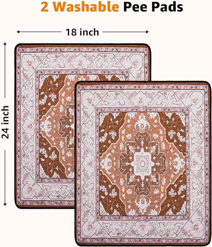 Washable Pee Pads for Dogs: 2 Pack Reusable, Waterproof &amp; Leakproof Puppy Pad, Non-Slip Whelping &amp; Potty Training for Floor, Playpen, Crate, Couch, 18x24