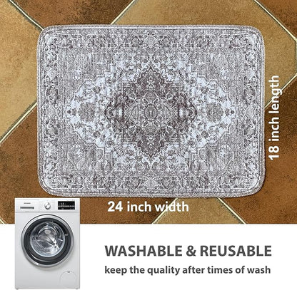 nunubaby Washable Pee Pads for Dogs, Stylish, Non-Slip and Leak-Proof Pee Pads. Reusable Potty Pads for Dogs for Crates and Floors.(Brown/Geo, 18" x24")