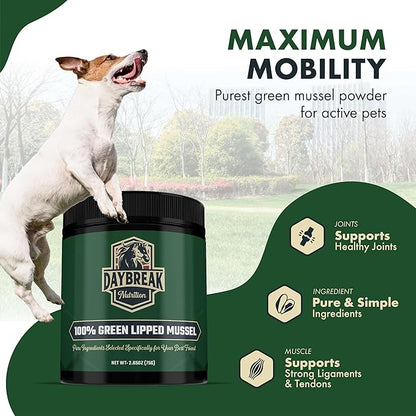 Pure Green Lipped Mussel Powder for Dogs and Cats - 100% New Zealand Green Lipped Mussels - Anti Inflammatory Supplement &amp; Vitamins to Help Your Pet Deal with Arthritis, Joint Pain Relief - 150 Grams