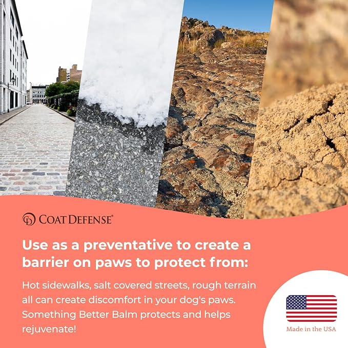 COAT DEFENSE Something Better Balm | Made in USA | Nose &amp; Paw Balm | Lick Safe, Healing and Deeply Moisturizing | Paw Soother for Dogs &amp; Dog Skin Soother (1.5 OZ)