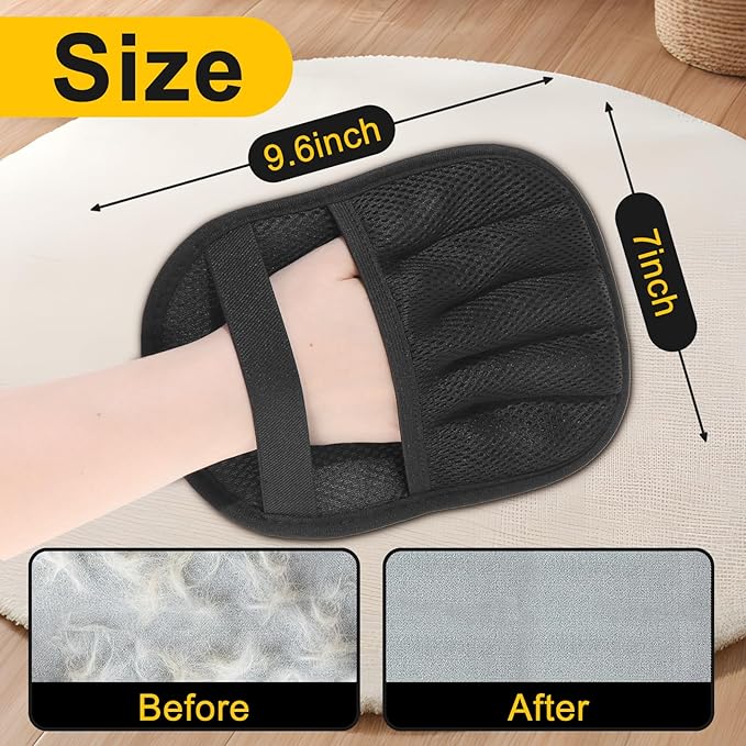 2-Pack Pet Hair Remover Gloves - Reusable Grooming Gloves for Dogs &amp; Cats, Static Electricity Fur Removal Mitts for Furniture, Car, Clothing - Quick Dry Cleaning