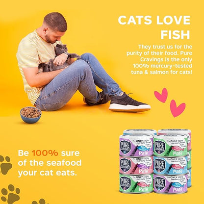 Pate, Canned Wet Cat Food, 100% Mercury-Tested, Moist Can Fish, Grain-Free Protein, Non-GMO, Variety Pack of 12-3X Tuna/Salmon, 3X Tuna/Pumpkin, 3X Tuna/Sardine, 3X Salmon/Sardine