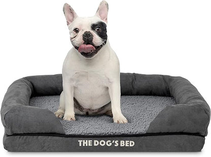 The Dog’s Bed, Small Plush Grey, Memory Foam, Pain Relief: Arthritis, Hip &amp; Elbow Dysplasia, Post Surgery, Lameness, Supportive, Calming, Waterproof Washable Cover, Veterinary Approved