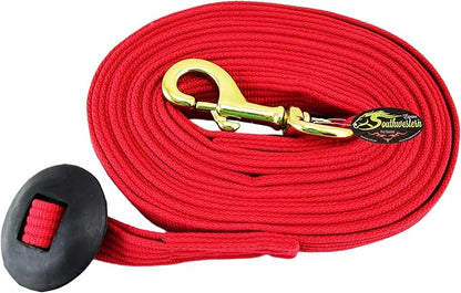 Southwestern Equine Lunge Line for Horses Cotton Horse Lunge Line with Bolt Snap &amp; Rubber Stop (Red, 24&