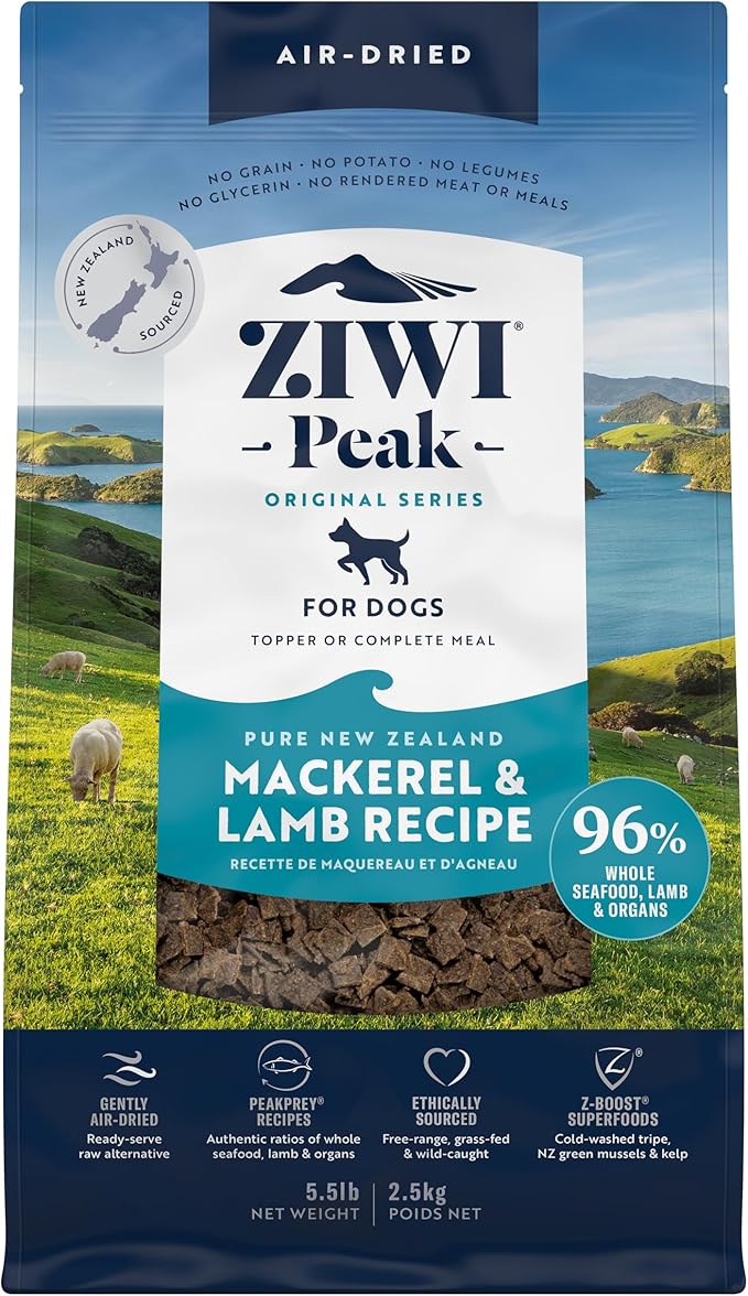 ZIWI Peak Air-Dried Dog Food – Mackerel &amp; Lamb - All Natural, High Protein, Grain Free, Limited Ingredient w/ Superfoods (88oz)