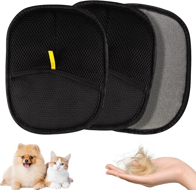 3 PCS Pet Hair Remover Electrostatic Gloves, Pet Hair Removal Gloves, Reusable Cat &amp; Dog Hair Remover for Couch, Furniture, Carpet, Car Seat, Animal Fur Removal Tool, Cat Grooming Gloves
