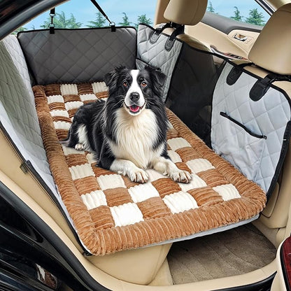 Dog Car Bed Mat, Non-Slip Backseat Extender Pet Blanket, Plaid Dog Bed for Trucks, Sedans &amp; Large SUVs, Chew-Resistant Travel Pad for Dogs, Easy Clean &amp; Scratch-Proof &amp; Comfort (56"x28.7")