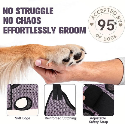 PAWCHIE Dog Grooming Hammock Harness for Dogs &amp; Cats with Pet Nail Clipper Trimmer- Breathable Cat Hanger Sling for Trimming Clipping Nails-Dog Hammock Restraint Bag for Small Medium Large Dog, Pink S