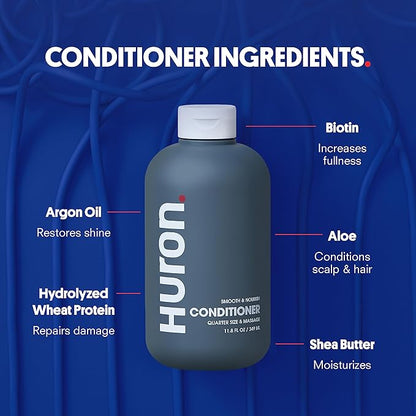 Huron Hair Duo | Nourishing Shampoo &amp; Conditioner Set for Men | Cleanse, Strengthen &amp; Hydrate | Sulfate-Free, Paraben-Free, Vegan | Designed for Daily Use on All Hair Types (2 Pack)