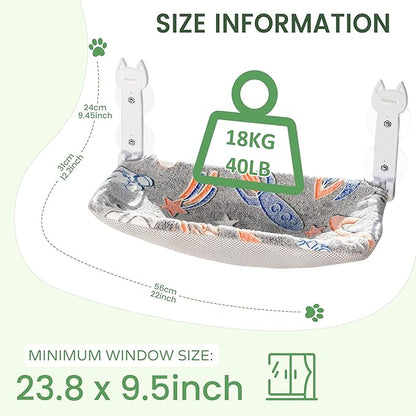 2 Pack Cat Window Perch, Glow in The Dark Foldable Cat Hammock with Sunken Design &amp; Removable Soft Cover, Breathable Cordless Window Bed for Resting Indoor Kitten (Shallow Perch, 2 Pack - M)