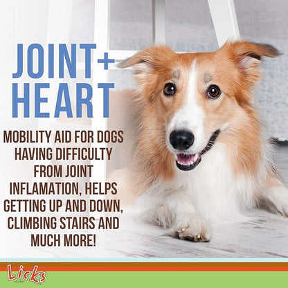 Licks Pill-Free Dog Joint and Heart - Glucosamine &amp; Omega 3 Fish Oil Supplement for Dogs - Inflammation Supplements for Joint Support - Gel Packets - 10 Use