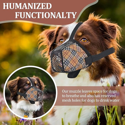 Dog Muzzle for Small Large Dogs - Soft Nylon Basket Muzzle with Adjustable Strap, Breathable Mesh Design Prevents Biting Chewing Licking Eating - Ideal for Training, Grooming &amp; Vet Visits (Yellow, M)