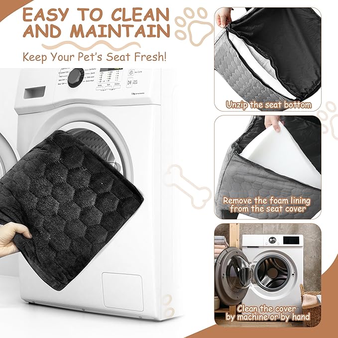 Dog Car Seat for Small/Medium Dogs - Dog Booster Seat with Safety Straps &amp; Non-Slip Base, Travel Pet Car Seat with Storage Pockets, Washable &amp; Removable, Suitable for Dogs Under 35 lbs (Black&amp;Gray)