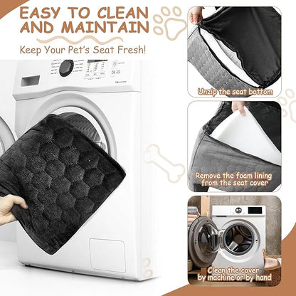 Dog Car Seat for Small/Medium Dogs - Dog Booster Seat with Safety Straps &amp; Non-Slip Base, Travel Pet Car Seat with Storage Pockets, Washable &amp; Removable, Suitable for Dogs Under 35 lbs (Black&amp;Gray)